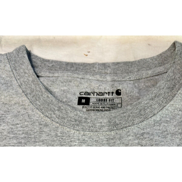 Carhartt Men's T-Shirt Pocket Crew Neck Gray Short Sleeve Men's Size M Loose-Fit - Picture 6 of 6